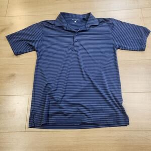 Horn Legend Polo Shirt Mens Medium Blue Striped McCall Golf Club Performance